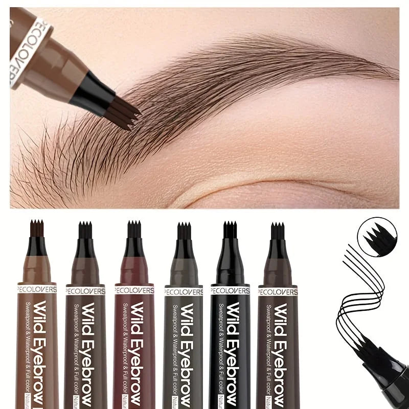 4-Tip Waterproof Eyebrow Tattoo Pen – 6 Colors